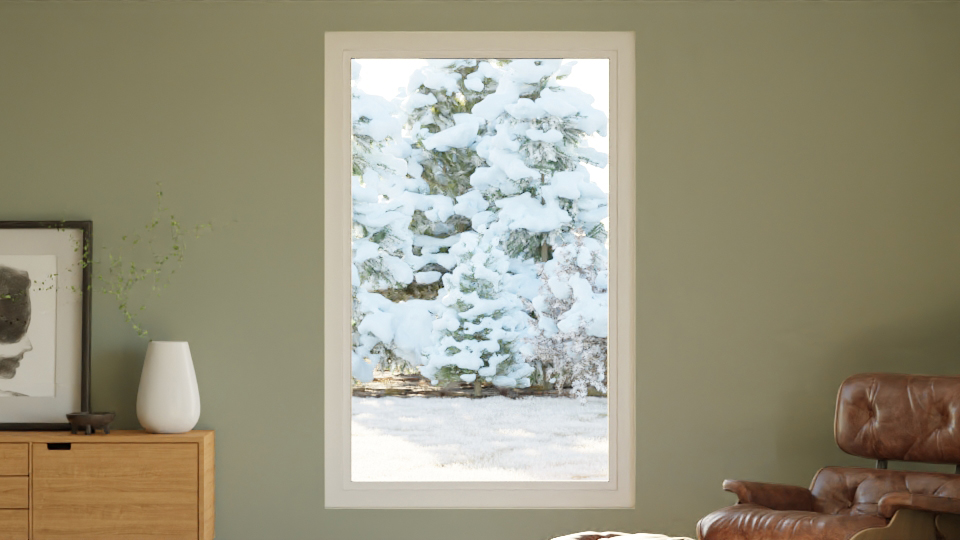 Bilde av stue med vindu i fokus